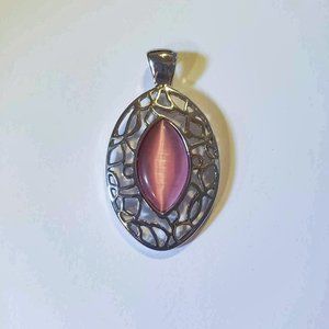LIA SOPHIA Pink Cats Eye Silver Pendant - NEW